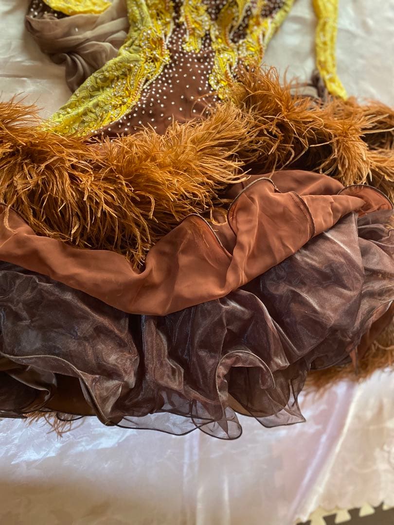 社交ダンス　デモンストレーション衣装（黄色と茶色）