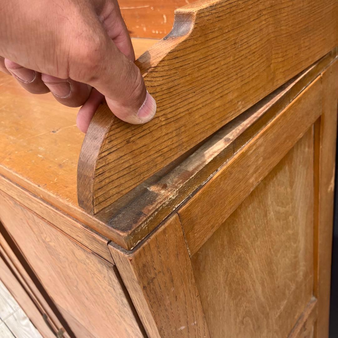 昭和レトロ 古家具 飾りガラス戸 木製キャビネット 食器棚 飾り棚 サイドボード