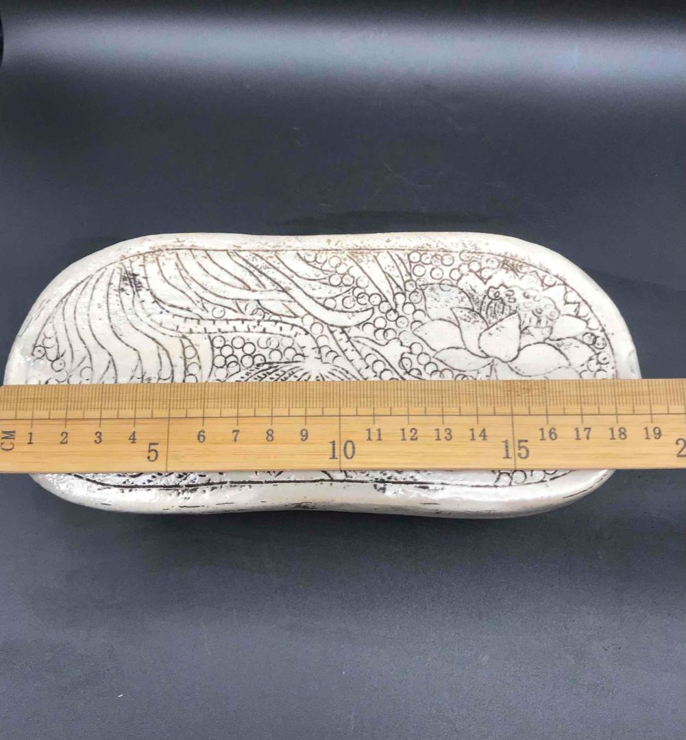 中国骨董　宋時代　磁州窯真珠蓮池紋枕　旧家蔵出し(B-3)