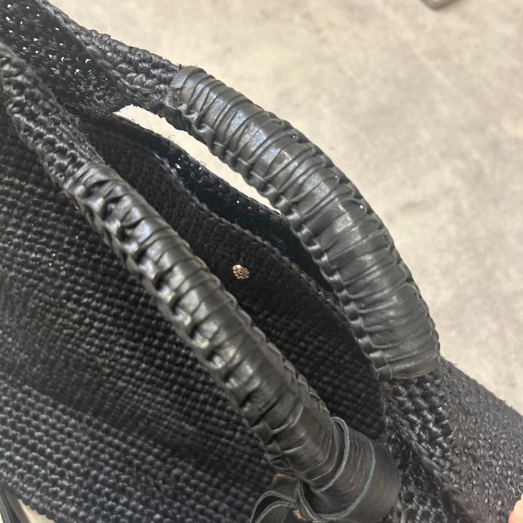 ヘレンカミンスキー✨ ラフィア カゴ トートバッグ ブラック シルバープレート