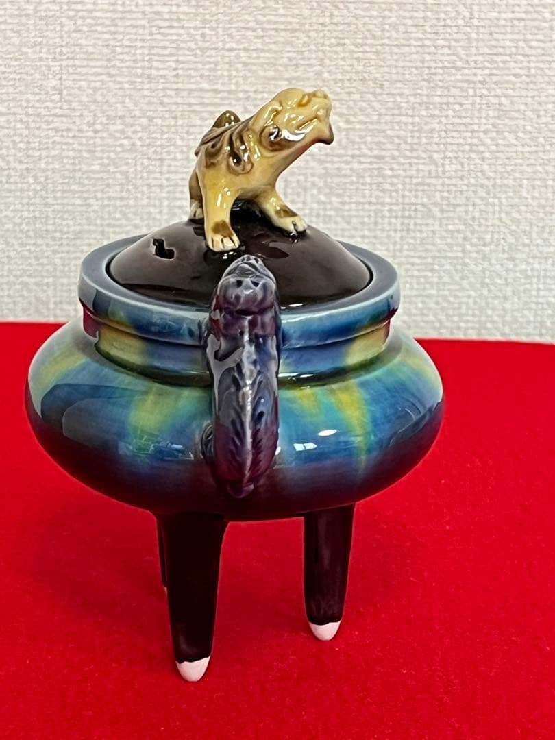 人間国宝 柳雨軒 三代 徳田八十吉(正彦銘)  彩釉 香炉 管理T148