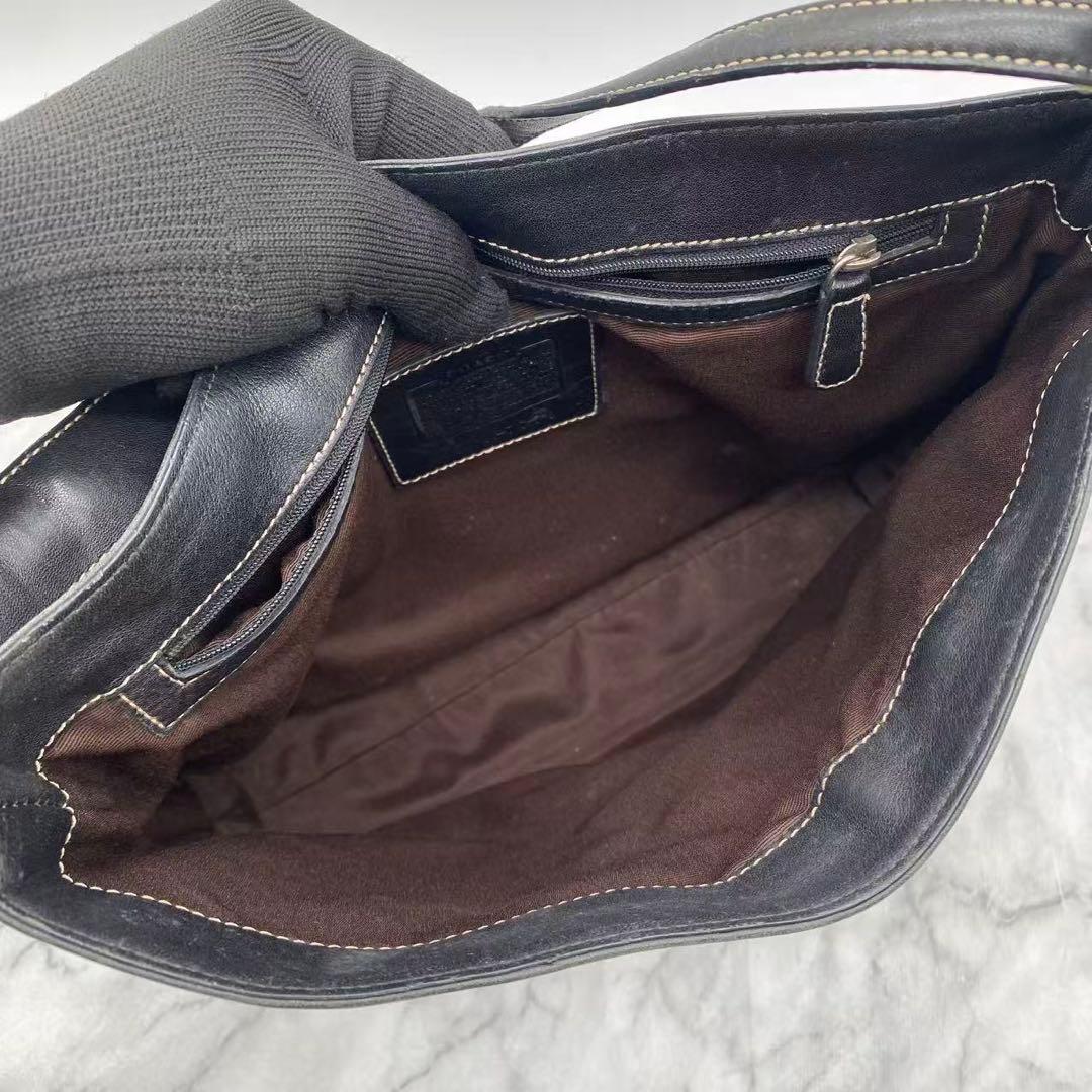 コーチ　ショルダーバッグ　肩掛け　レザー　ブラック　7778