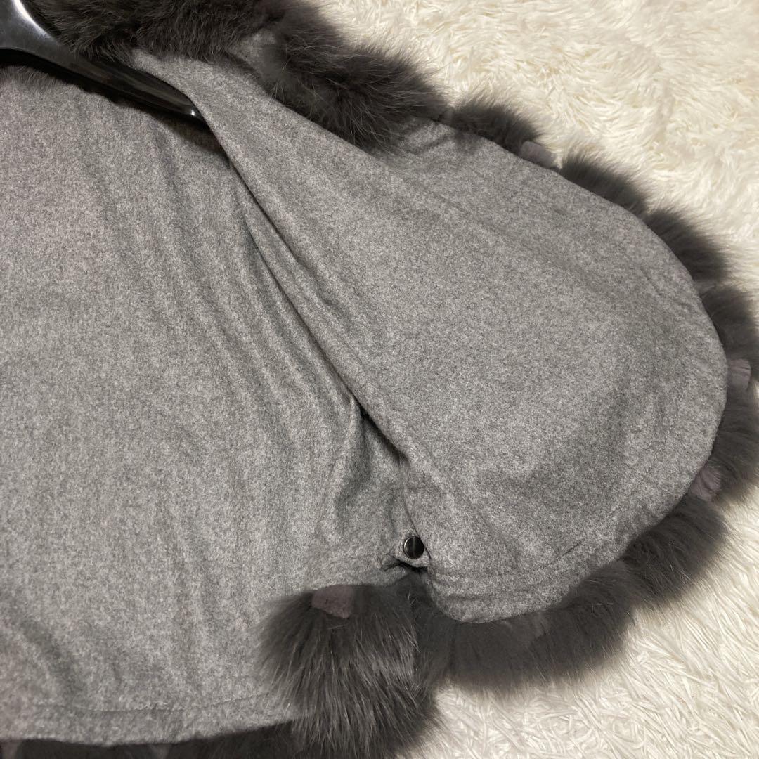 極美品サガファー　ケープコート　ポンチョ　カシミヤ100% ブルーフォックス