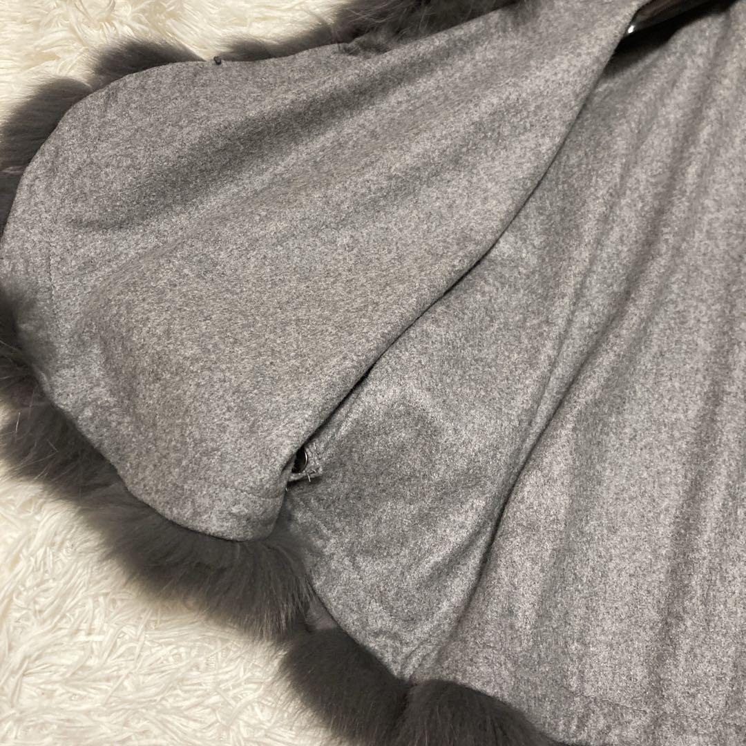 極美品サガファー　ケープコート　ポンチョ　カシミヤ100% ブルーフォックス