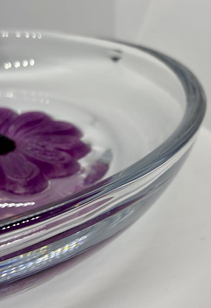 #Daum（ドーム） フランス　クリスタル フラワーモチーフ ボウル　P-3m