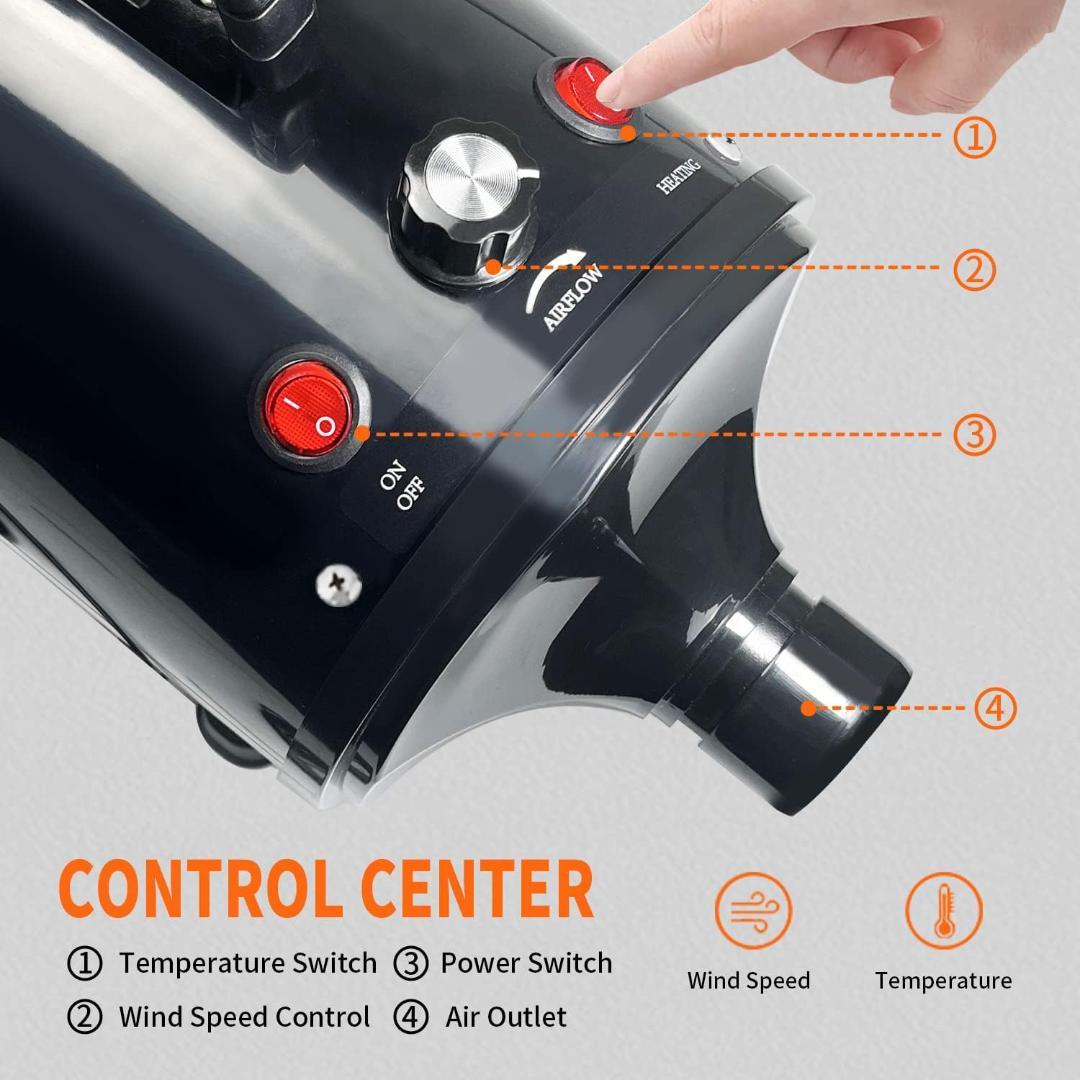 GOLADA 犬用ドライヤー 3.2HP/2400Wペットドライヤー（ブラック）