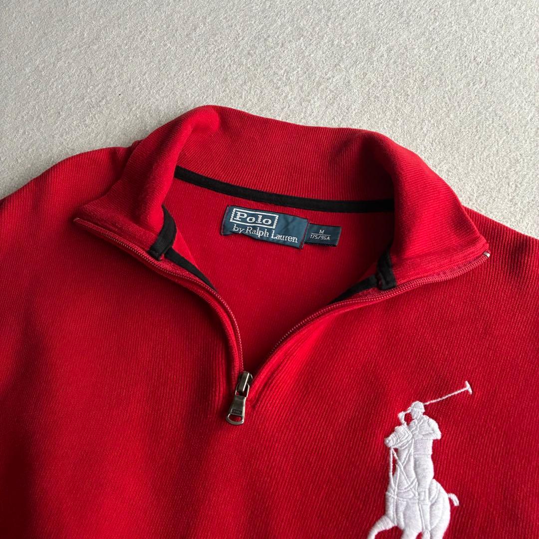 【美品】ラルフローレン ハーフジップ プルオーバースウェット ビッグポニー M