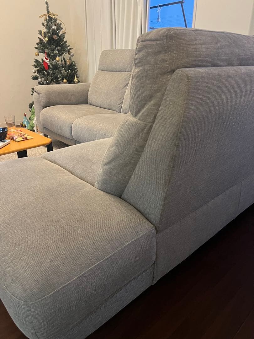 グレー L字型 ファブリックソファ 2人掛け・3人掛け