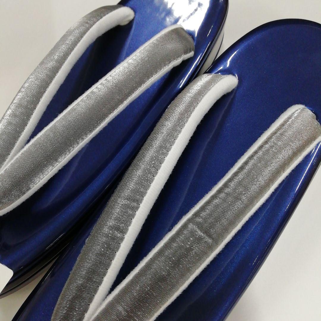 新品未使用　振袖　着物用草履バッグセット　フリーサイズ　青/シルバー　50