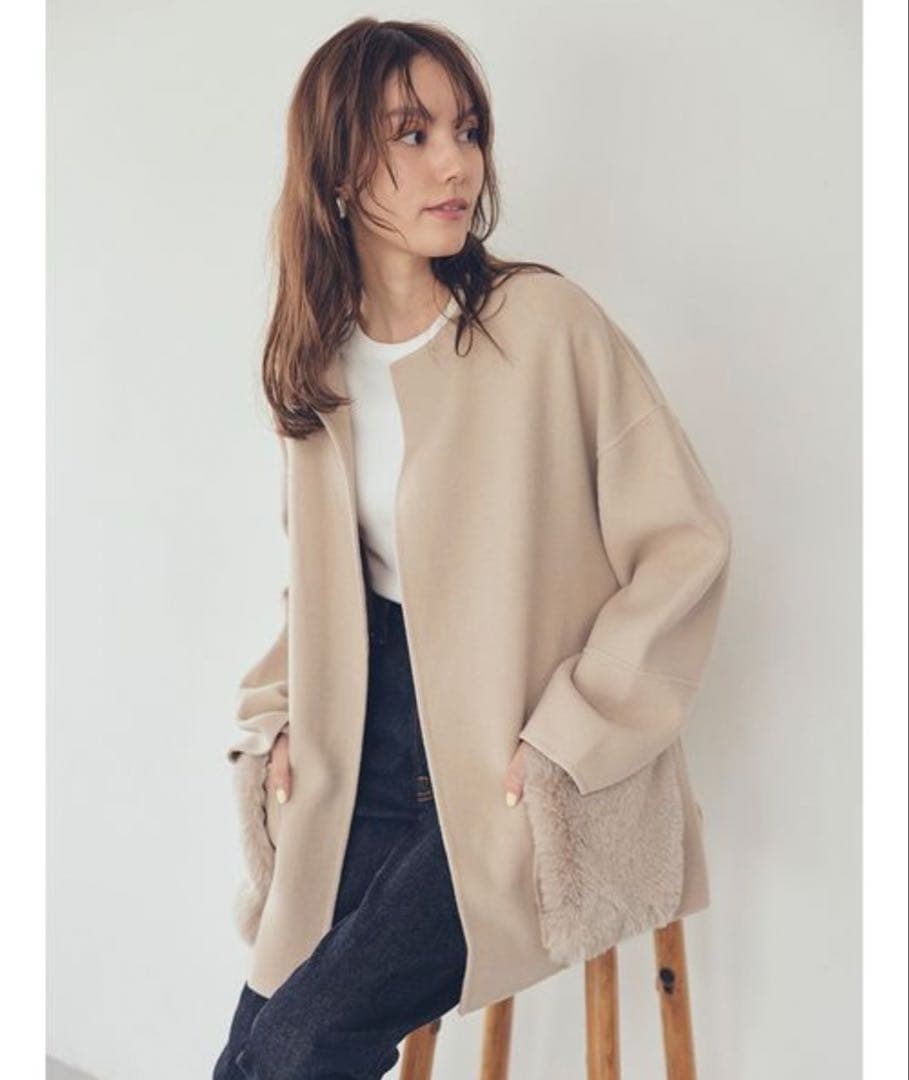 2025年　MilaOwen ミラオーウェン2wayファーポケットリバーコート