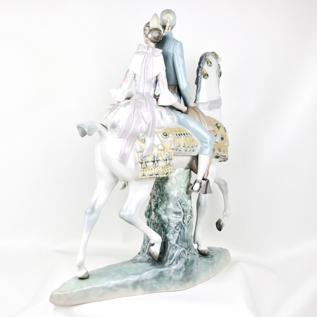 【希少・大型45cm・クリーンアップ済】リヤドロ／馬に乗ったカップル／F19-S