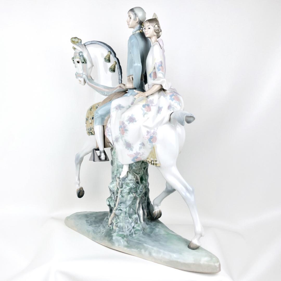 【希少・大型45cm・クリーンアップ済】リヤドロ／馬に乗ったカップル／F19-S