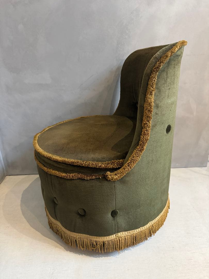 希少⭐︎イギリスビンテージ⭐︎オリーブグリーン フリンジ付き1人掛けソファ⭐︎ 2脚