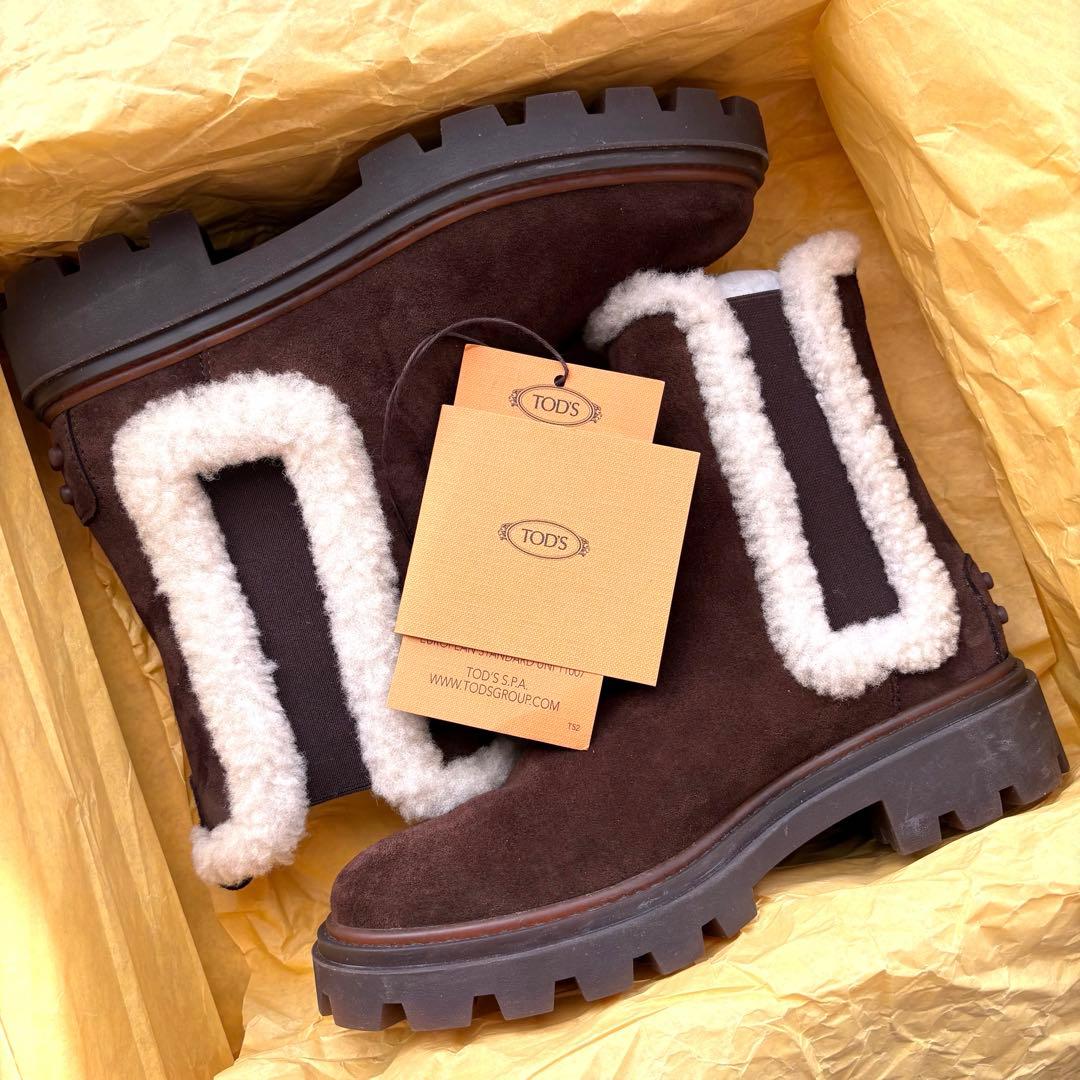 m*1様 【新品】TOD'S ムートン サイドゴア トッズ ブーツ 37