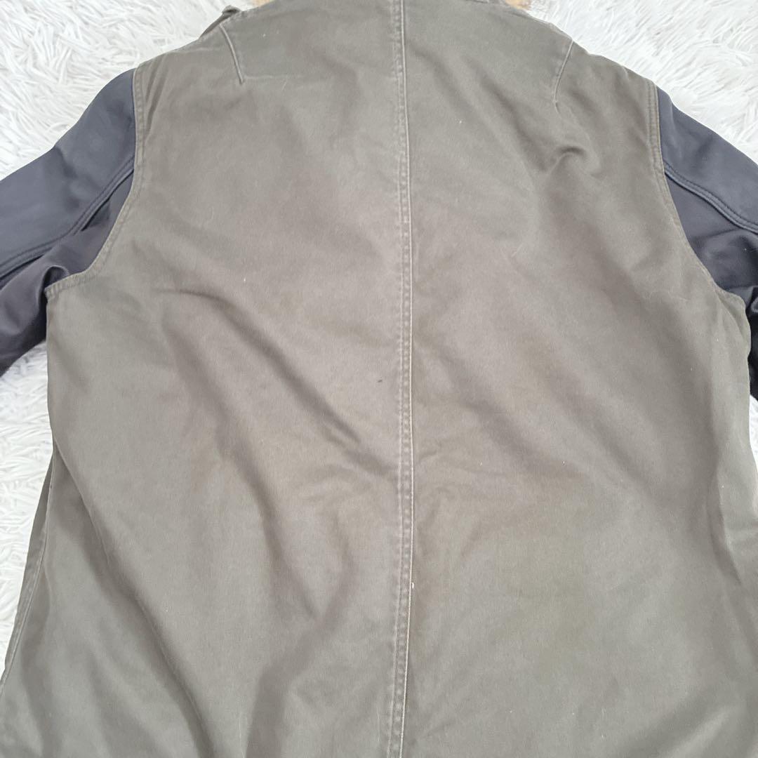 VIRGO モッズコート 変形デザイン ファー カウレザー 切替 カーキ 3