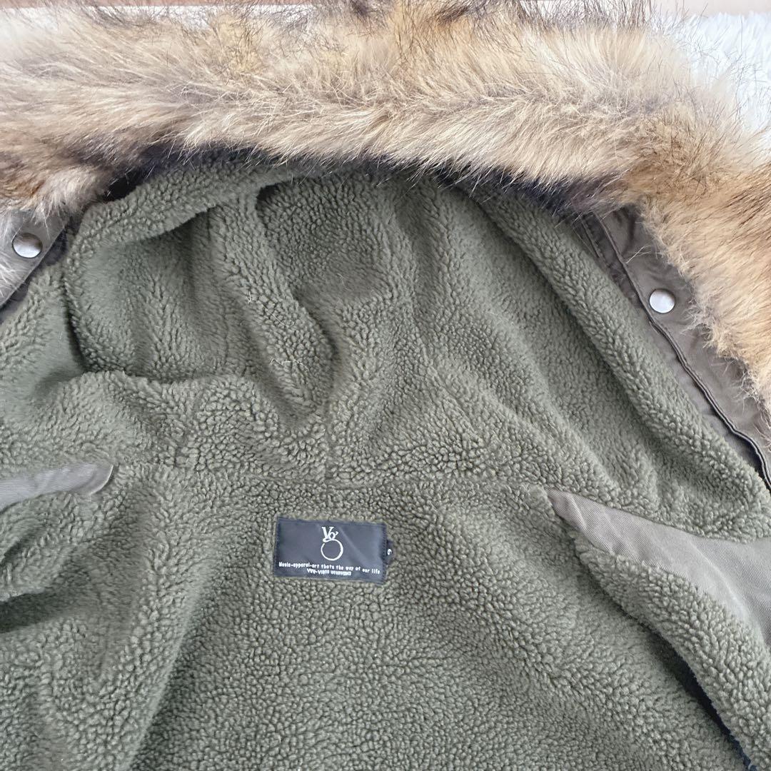 VIRGO モッズコート 変形デザイン ファー カウレザー 切替 カーキ 3