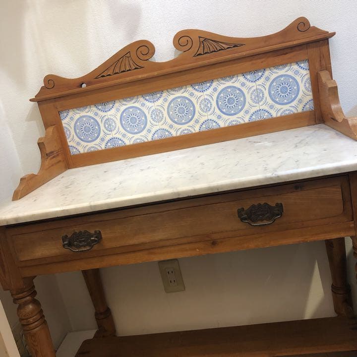 イギリス　アンティーク　タイルデスク　ウォッシュスタンド