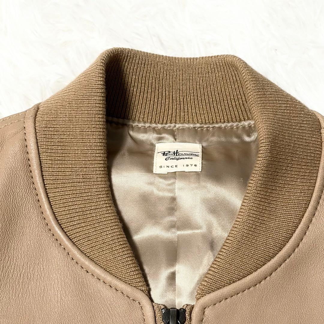 【極美品】ロンハーマン ma-1 ラムレザージャケット XS ベージュ系