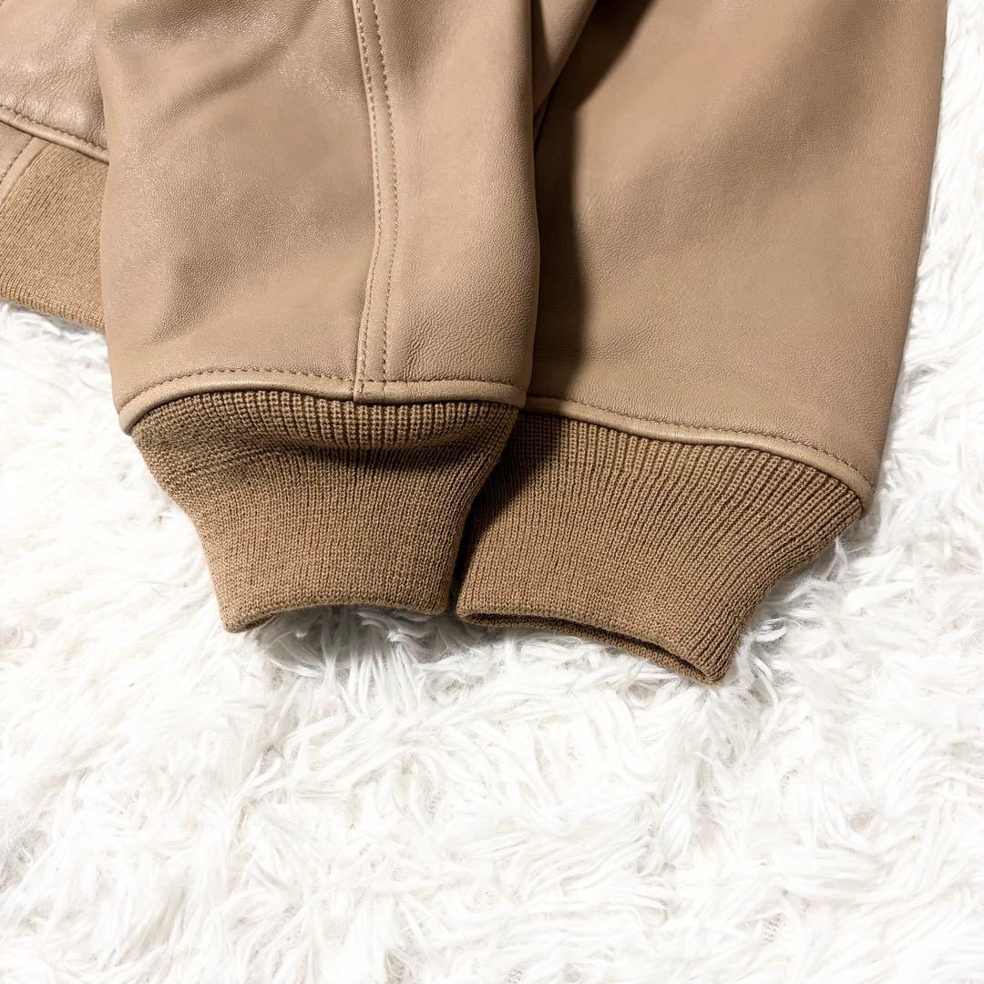 【極美品】ロンハーマン ma-1 ラムレザージャケット XS ベージュ系