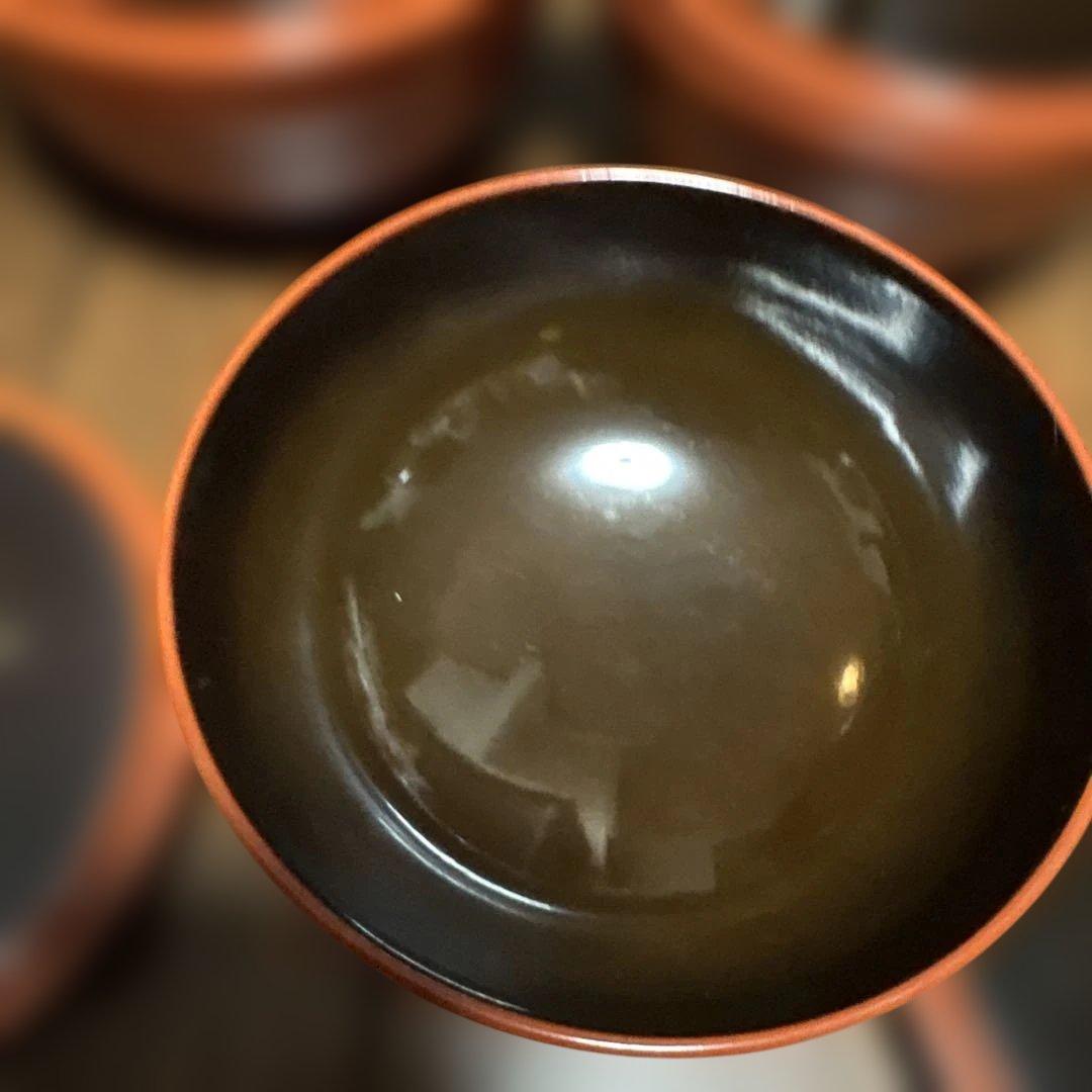 期間限定最終処分特価　逸品明治輪島の作品　蓋裏霊芝模様汁物椀煮物椀五客セット上品