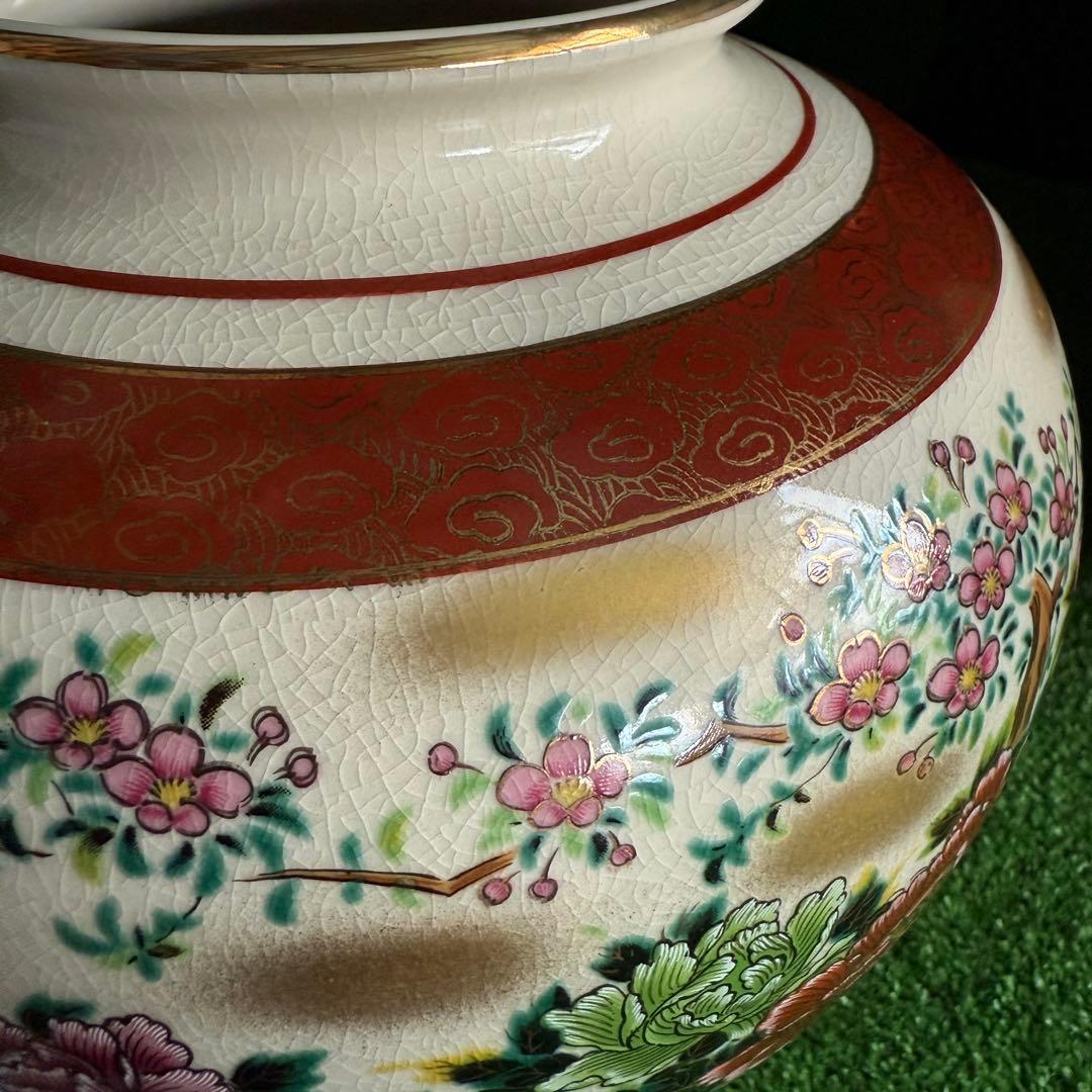 ＆【A0196】 希少 未使用保管品 当時物 九谷利治作 窯印あり 花瓶 花器