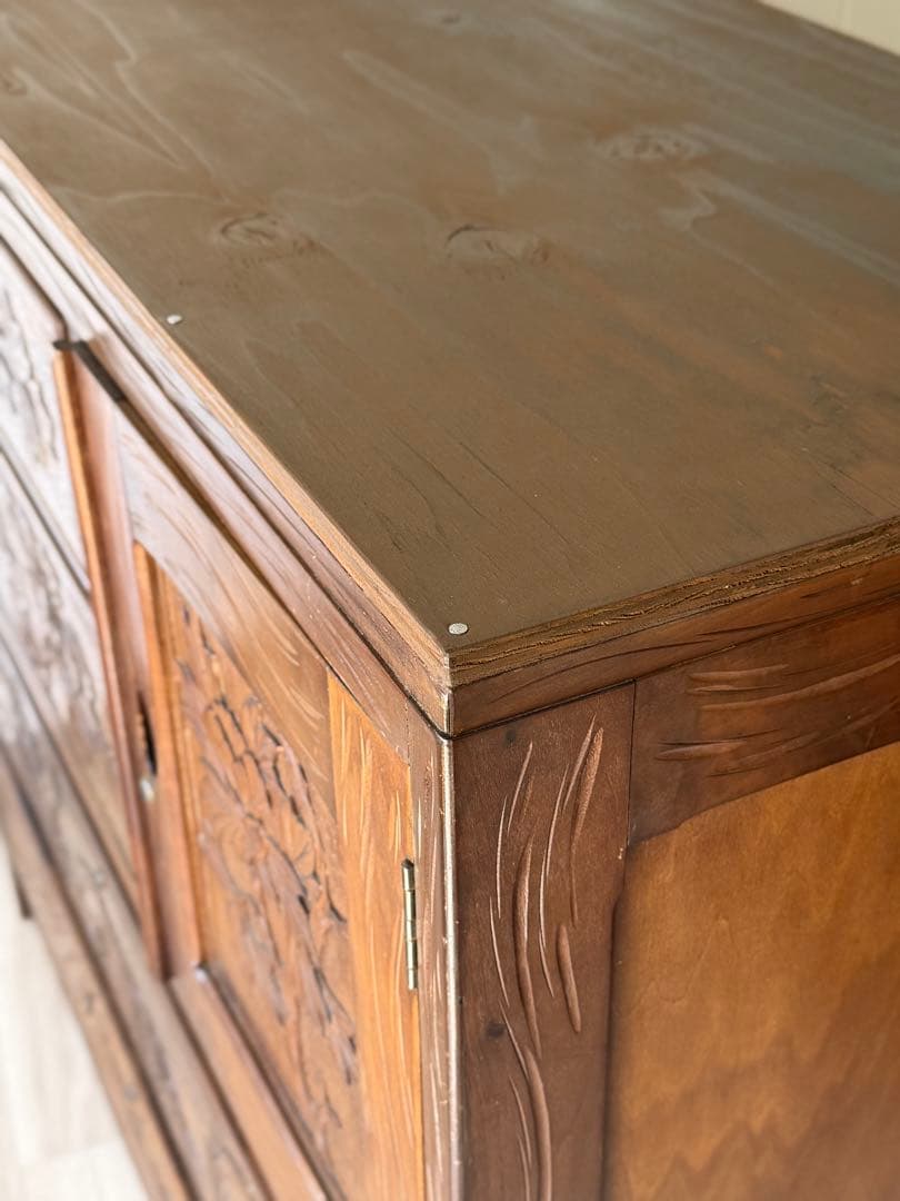 伝統工芸品 軽井沢彫 サイドボード アンティーク リメイク