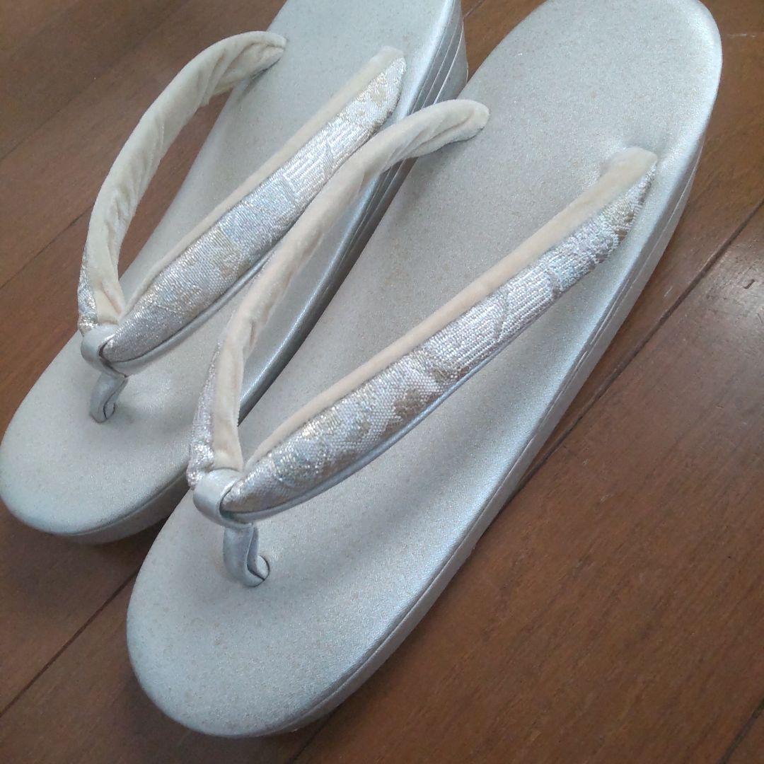 草履 バッグ セット 紗織 Lサイズ シルバー系