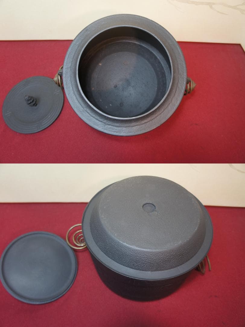 fusa☆桑色置炉 姥口釜 唐銅蓋 炉用600W炭型電熱器送料込み