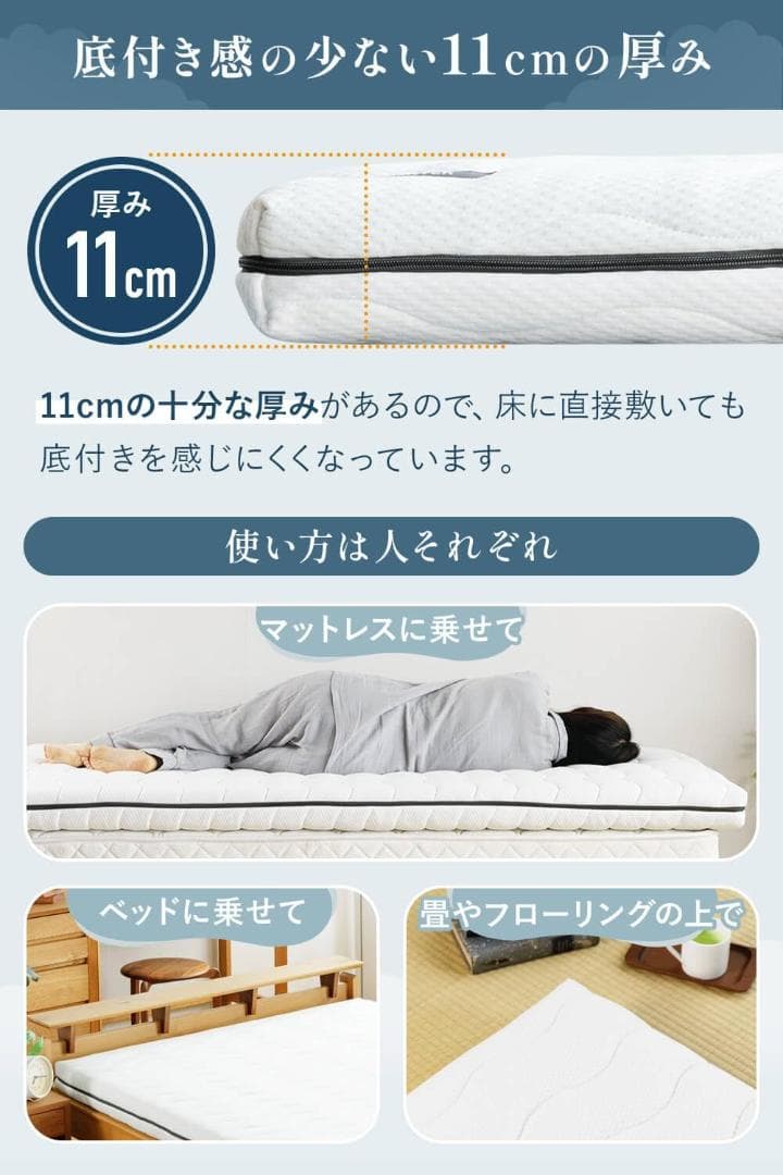742 NERUSIA腰痛持ちのマットレスシングル高反発硬め厚み11cm寝具