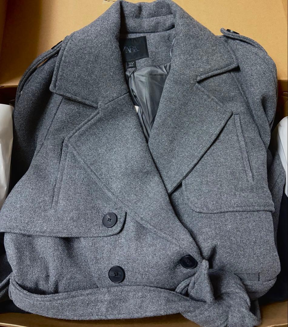 ZARA ダブルブレストコート ベルトとループ付き　M