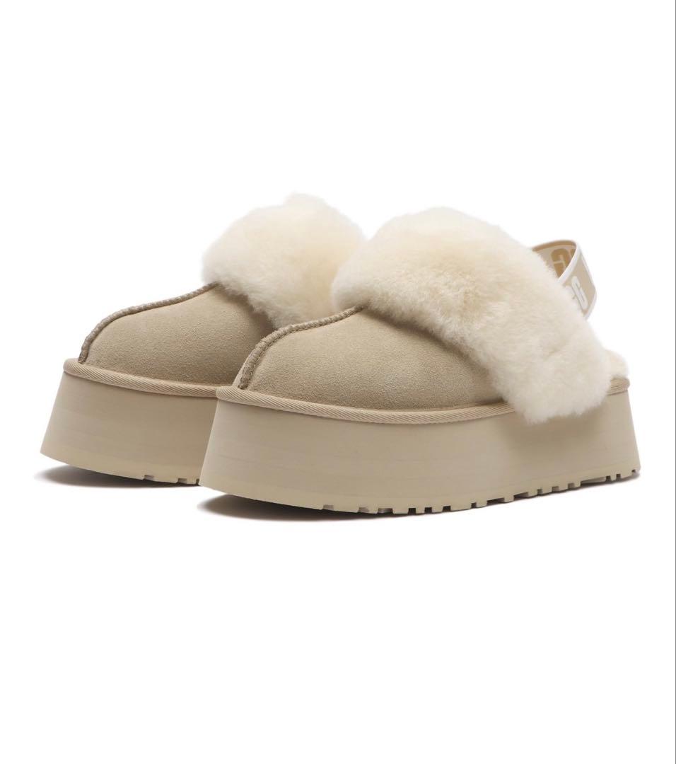 UGG ベージュ 厚底スライドサンダル