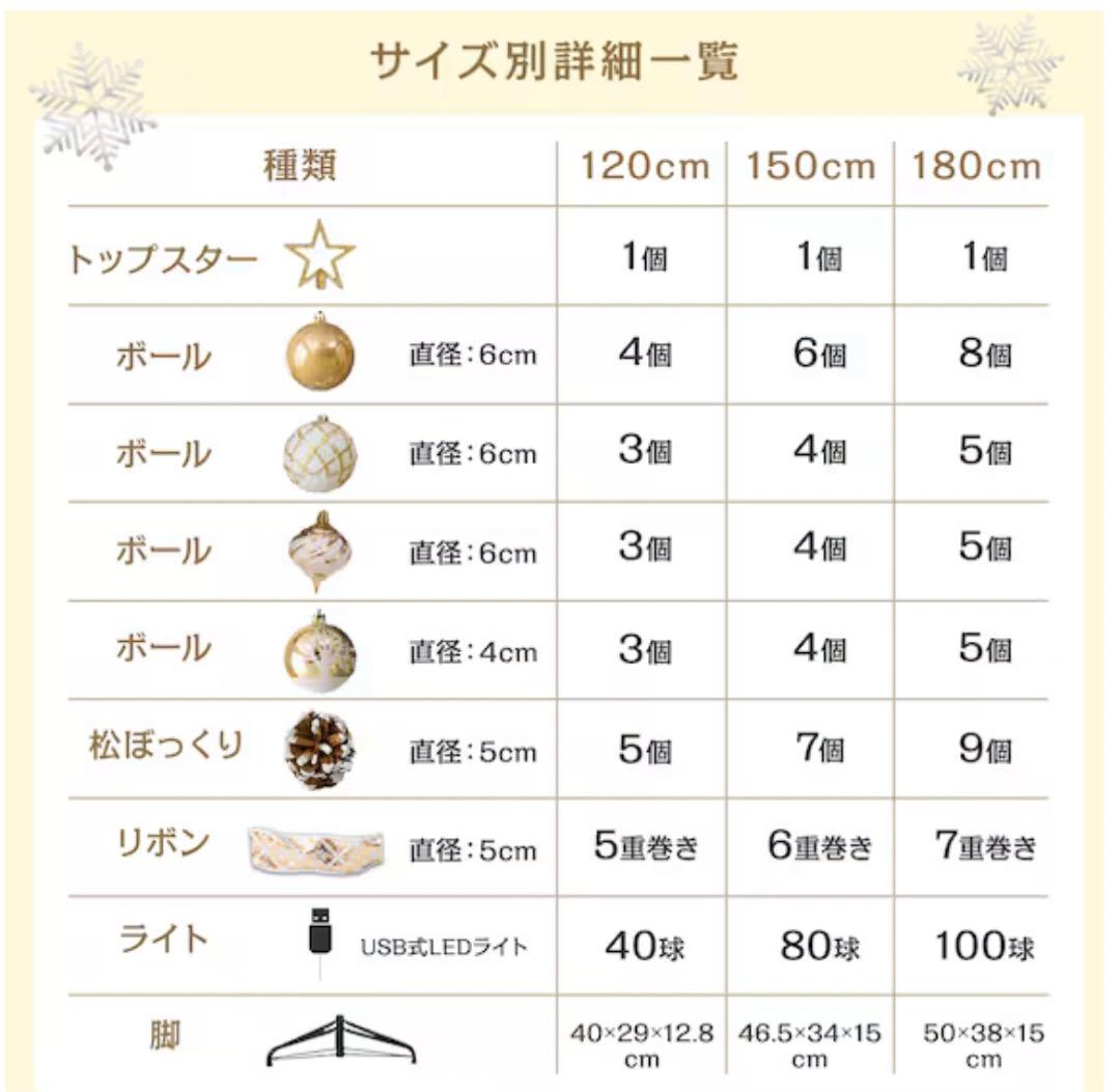 180cm クリスマスツリー 組み立て簡単