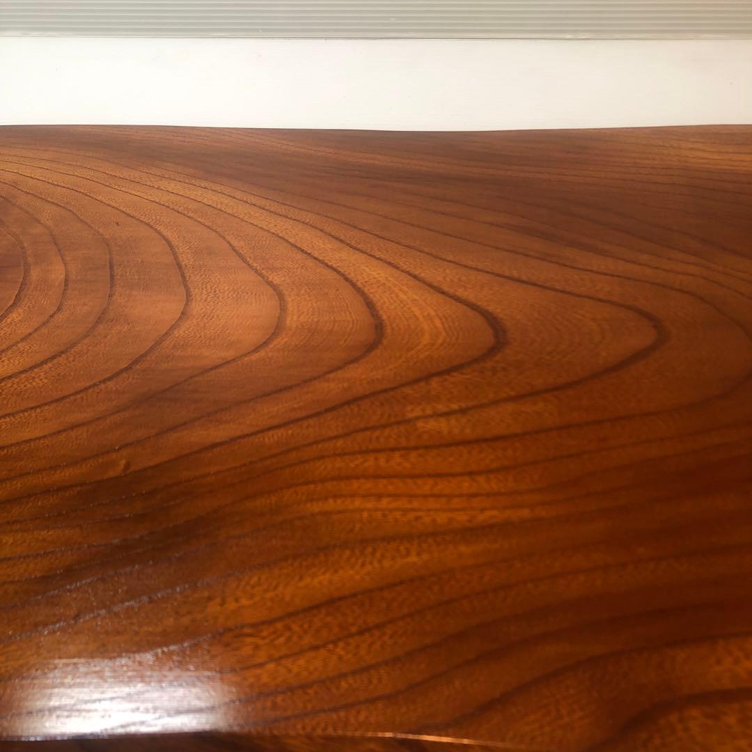 欅一枚板　座卓用木製置脚付　花台文机座卓　板サイズ約68×38×厚さ2.7cm