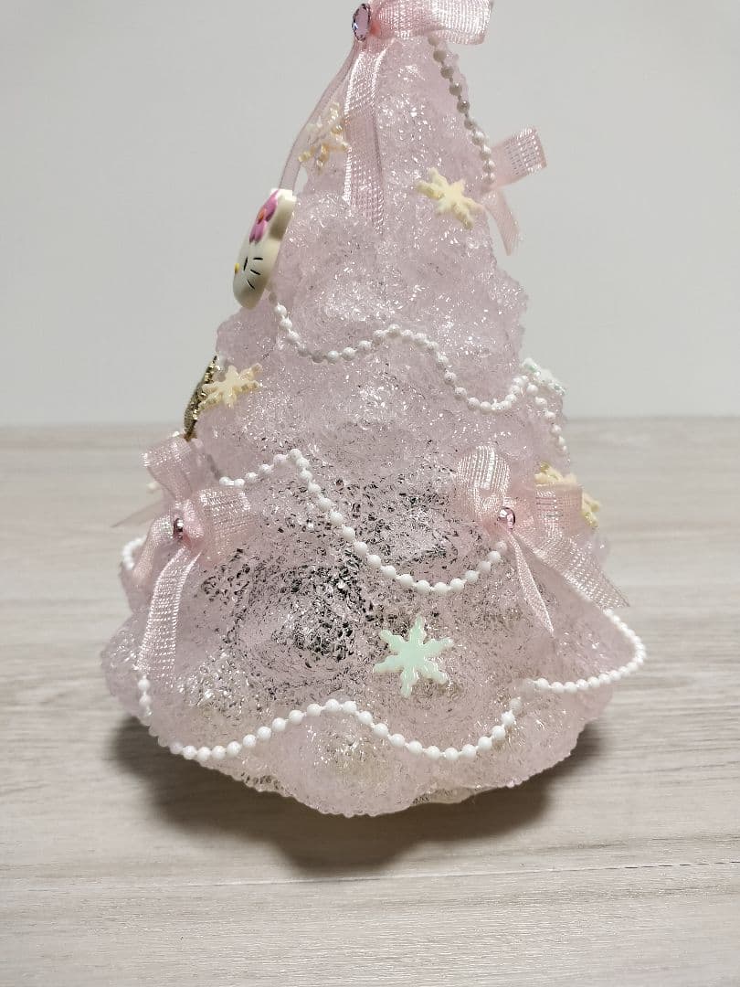 サンリオ ハローキティライト付きクリスマス クリアツリー ピンク オルゴール付き