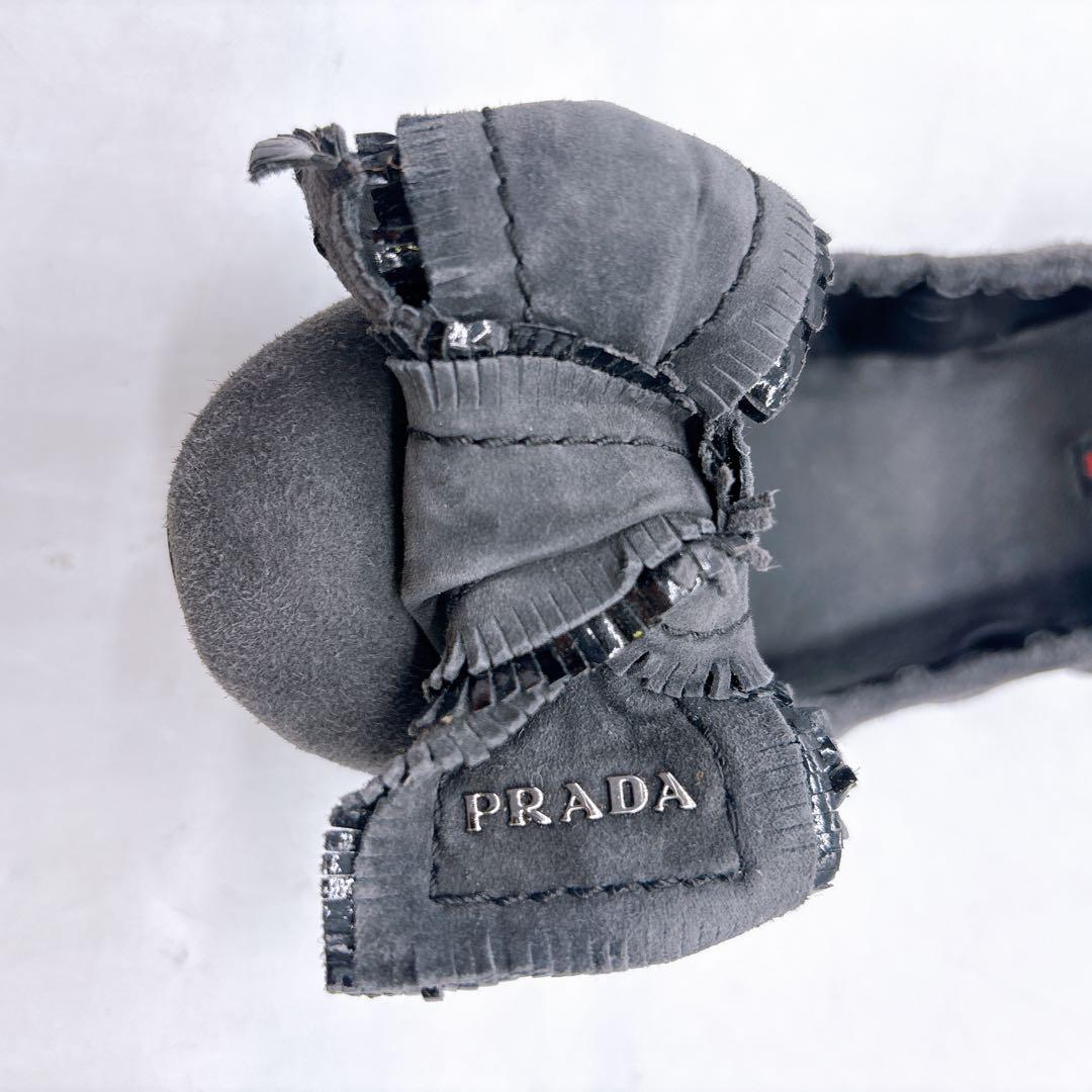 PRADA SPORT F5228 スエード リボン バレエ シューズ 36