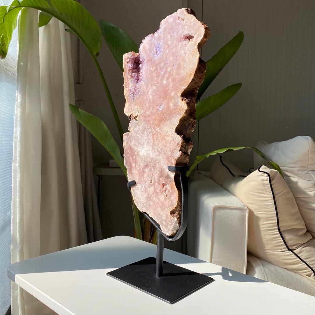 ★★★破格特価【 特大 ピンクアメジスト 原石 スラブ 約3.6kg スタンド