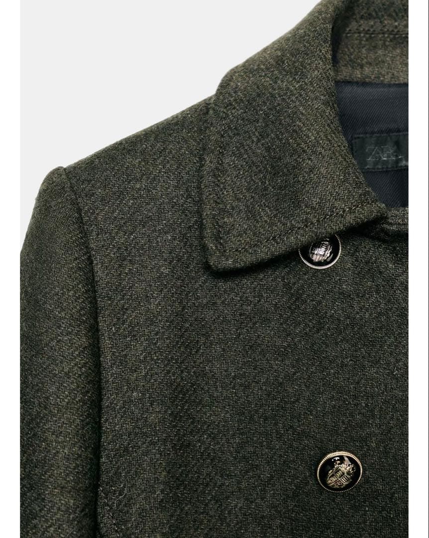 ZARA ウールダブルブレストコート Sサイズ 新品 カーキ