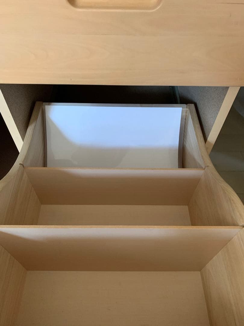 ナチュラル木製オフィスワゴン 3段引き出し 鍵付き