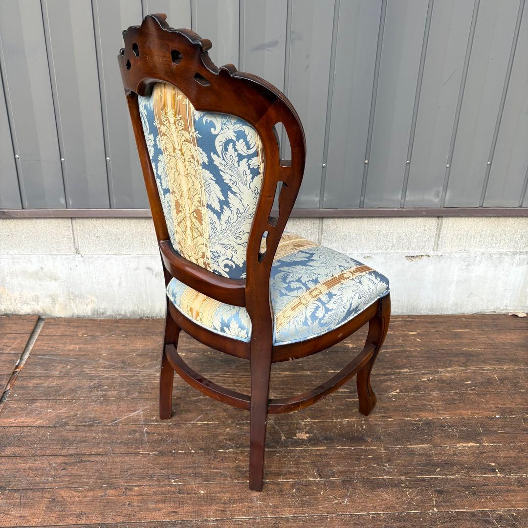 ①ビクトリアン装飾 花柄 木製ダイニングチェア 姫系 イタリア家具 アンティーク