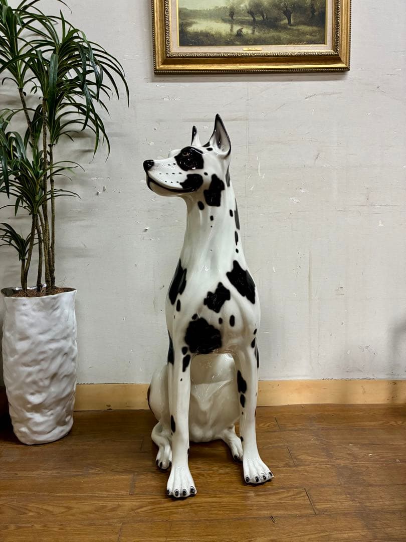 管400☆イタリア製☆陶器☆グレートデン ハーレクイン柄 ☆オブジェ
