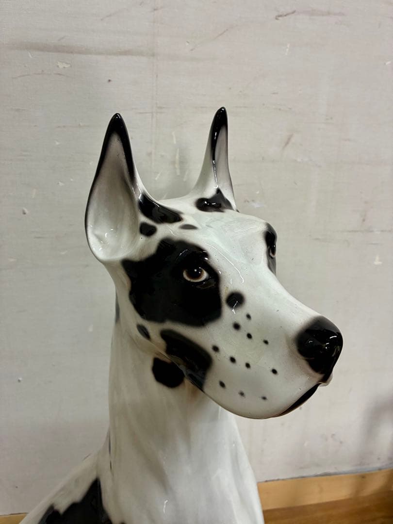 管400☆イタリア製☆陶器☆グレートデン ハーレクイン柄 ☆オブジェ