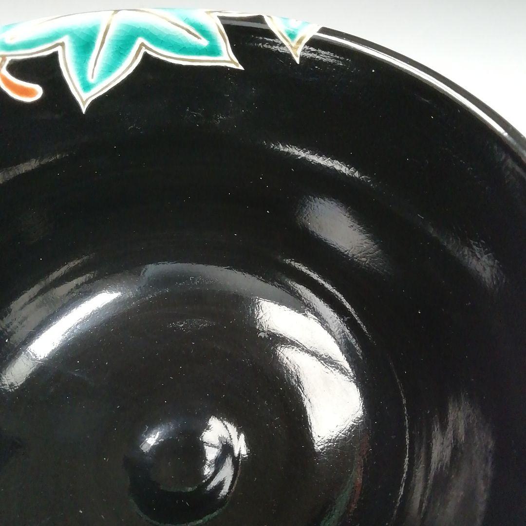 Ｔ６９７　茶碗　『仁清　黒青楓絵』『中村清彩 造』　共箱　抹茶碗　茶道具