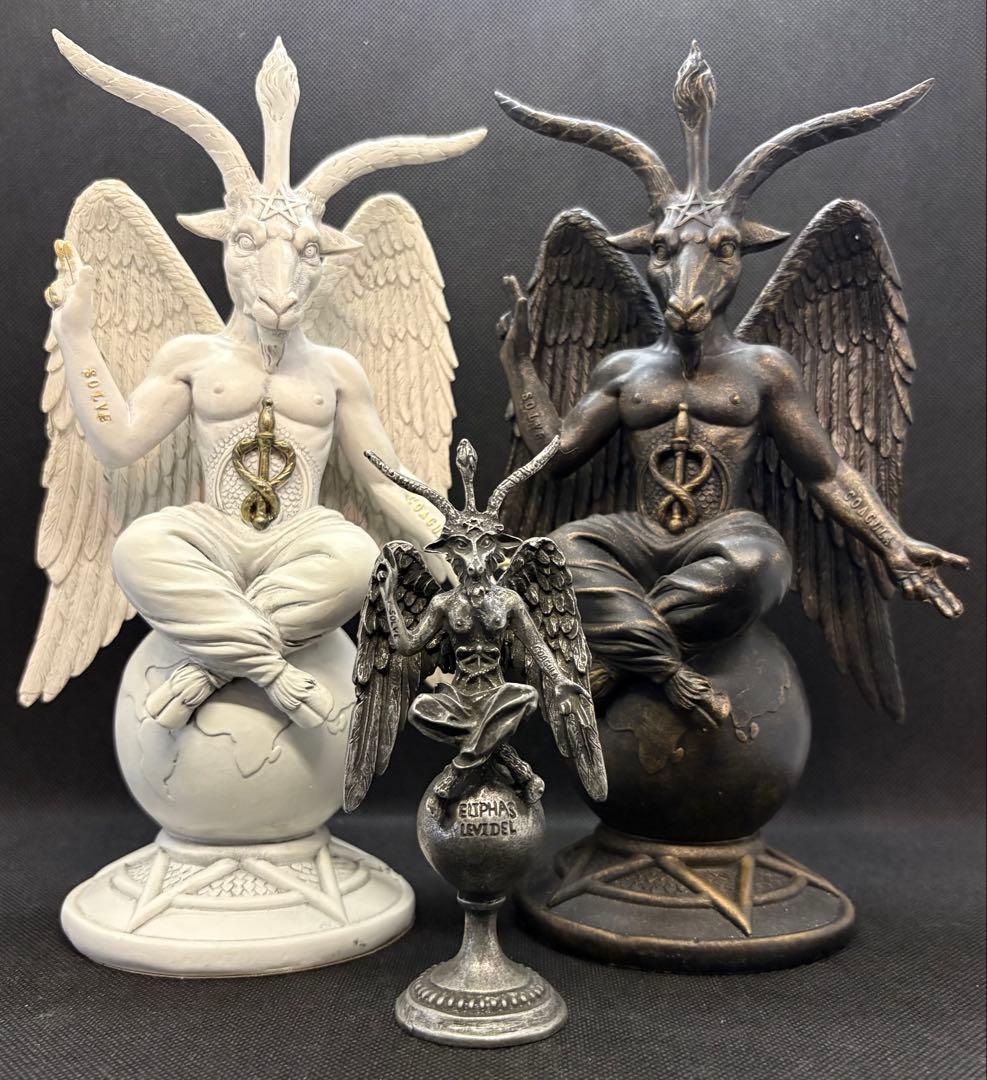 バフォメット像26cm2体セットエリファスレヴィ　テンプル騎士団バホメット置物