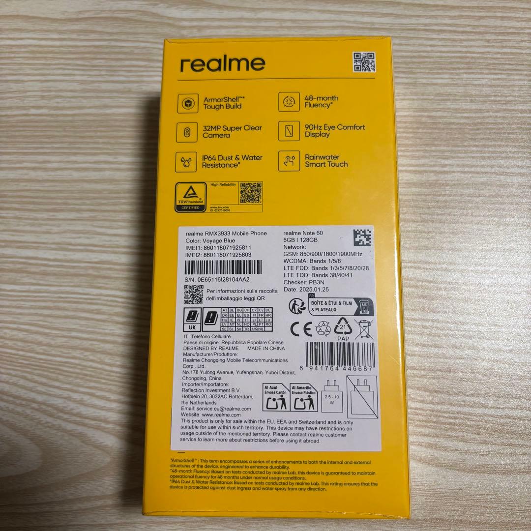 新品 realme Note 60 6/128GB SIMフリー グローバル版