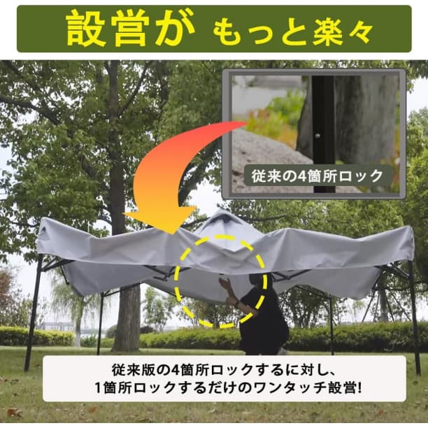 タープテント 2.5×2.5m ホワイト サイドシート2枚付 UVカット 耐水