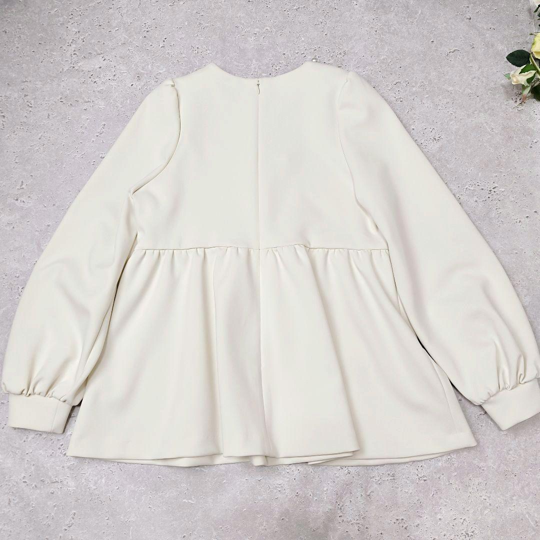 UNITED ARROWS SPONGY パールモチーフペプラムブラウス　38