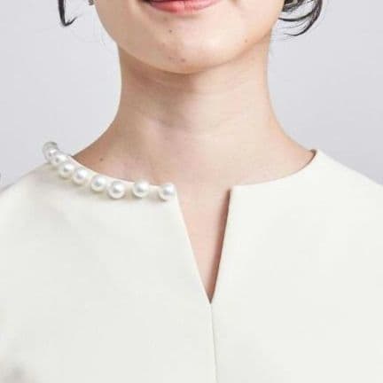 UNITED ARROWS SPONGY パールモチーフペプラムブラウス　38