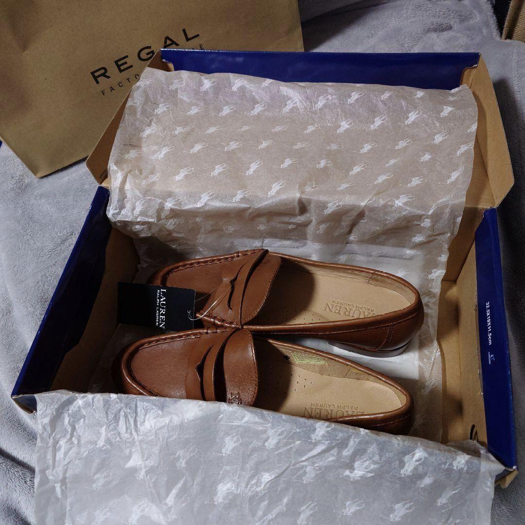 ベ*ル様 RALPHLAUREN ポロ ラルフローレン ブラウンレザー ローファ