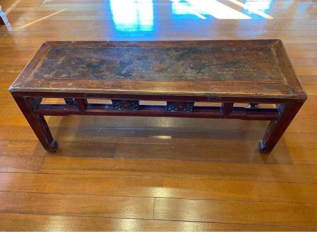 中国骨董家具　長椅子　無垢材　飾り台　オブジェ