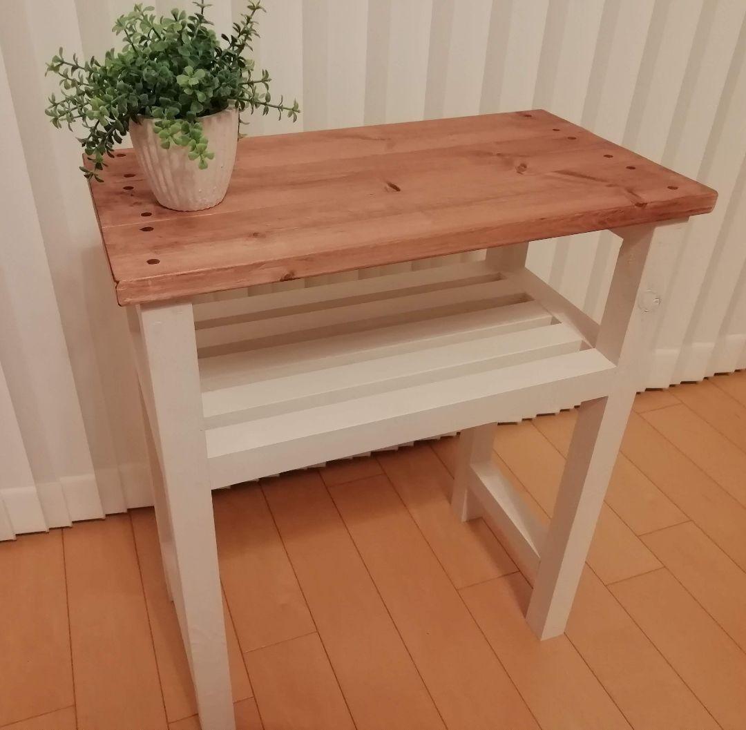 ハンドメイドシェルフ/テーブル/木製/ホワイト【送料込み】
